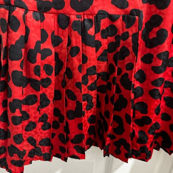 Ann Taylor Leopard Print Shift Dress Red black pleated hem size 6 - Picture 10 of 10